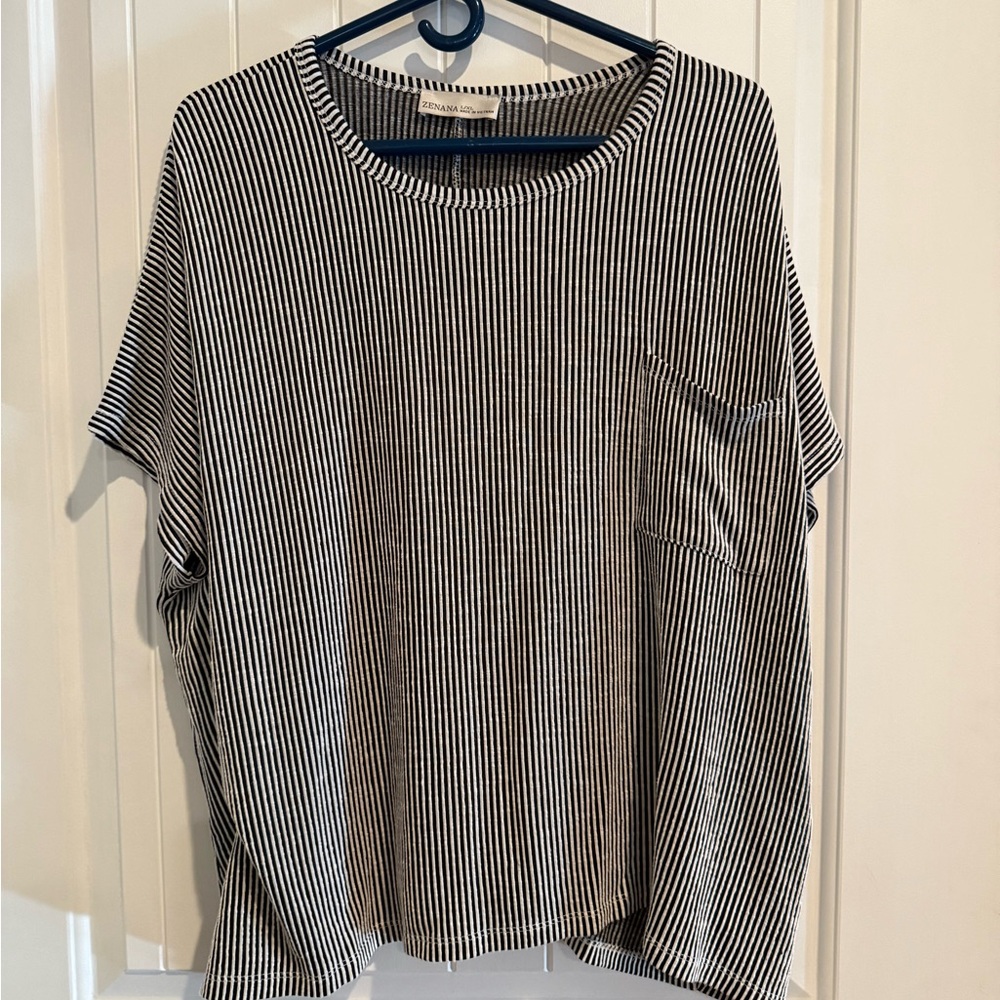 Zenana Outfitters Black and White Striped Top